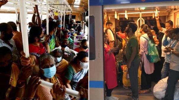 Cancellation of Electric Trains on the Tambaram Route: Crowds on Metro Trains, Buses