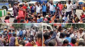 public-protest-and-road-block-demands-free-house-in-tnuhdb-scheme-at-chennai