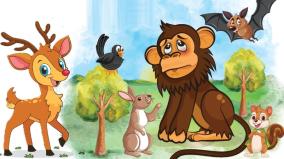 conversation-between-forest-monkey-rabit-and-birds