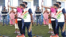 nitish-shot-140-arrows-in-10-seconds-while-standing-on-a-pot