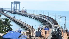 test-run-of-freight-train-between-mandapam-rameswaram-on-pampan-new-railway-bridge