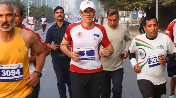 21 km marathon in Kashmir for the first time. Umar Abdullah who ran