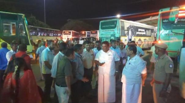 Transport Minister inspects operation of special buses in Madurai