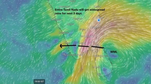 It will rain widely over Tamil Nadu for the next 3 days; No chance of storm