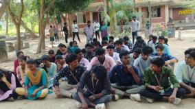 students-protest-demanding-to-merge-the-fine-arts-department-at-the-pondicherry-tech-university