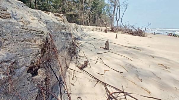 Sea erosion 2 km away in Madavamedu village