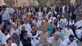 rajasthan-congress-mlas-protest-following-the-suspension-of-their-mlas-from-the-legislative-assembly