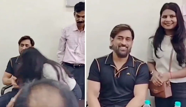 women-fan-fell-on-her-feet-dhoni-flexible-reaction