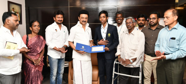 praggnanandhaa-who-was-felicitated-by-chief-minister-m-k-stalin-earlier-in-the-day-with-a-purse-of-rs-30-lakh-and-a-memento