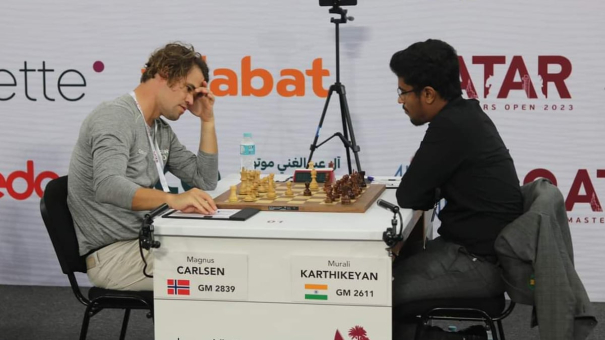 indias-karthikeyan-wins-carlsen-in-qatar-masters-chess