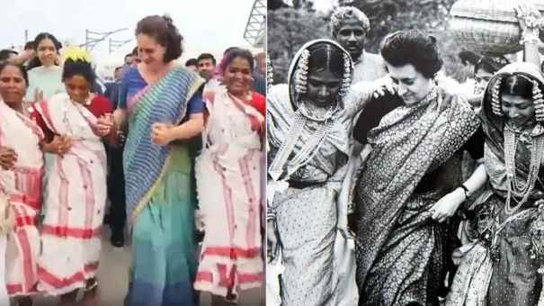 priyanka-gandhi-seems-lookalike-indira-gandhi-in-her-jharkhand-folk-dance-video