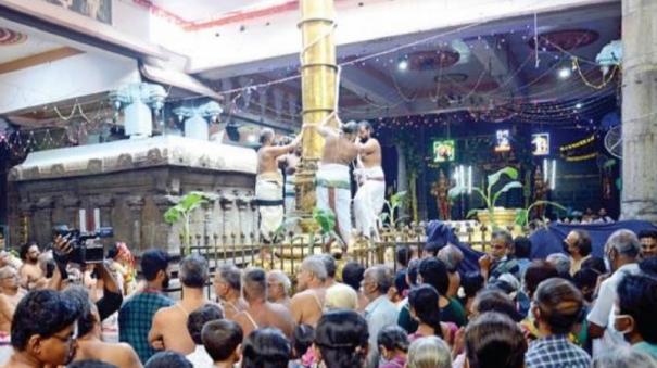 narasimha-swamy-brahmotsavam-begins-with-flag-hoisting-at-tiruvallikeni-parthasarathy-temple