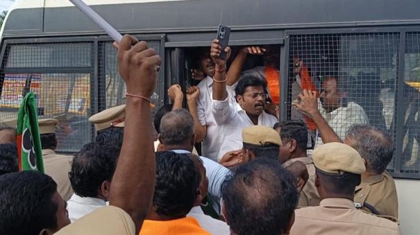 kallakurichi-issue-153-bjp-members-arrested-for-trying-to-protest-on-cuddalore