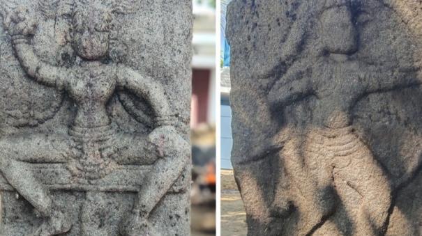 14th-century-kazhumaram-sculpture-discovered-at-sholavaram-arani-historian-information