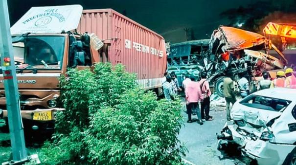 traffic-is-affected-due-to-series-of-accidents-on-the-chennai-bangalore-highway