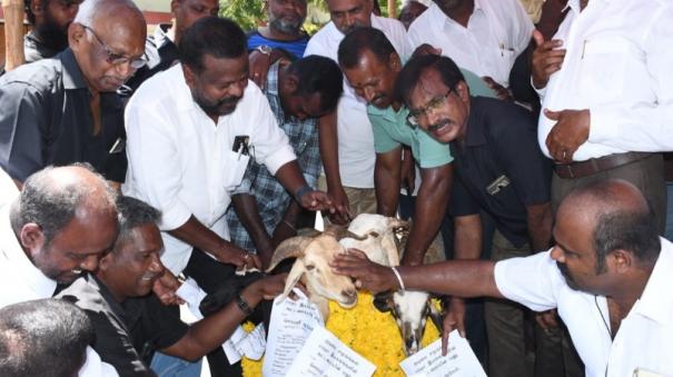 protests-by-petition-giving-goats-demand-to-withdraw-power-tariff-hike-on-puducherry