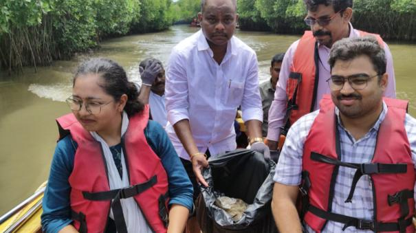 removal-of-100-kg-plastic-and-glass-bottles-on-pichavaram-mangrove-forest