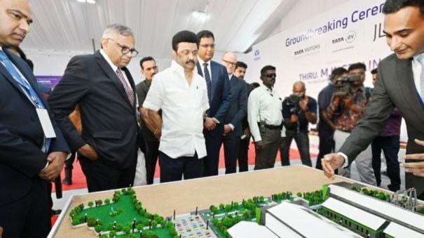 rs-9000-crore-tata-car-factory-at-ranipet-sipcot-cm-stalin-laid-foundation