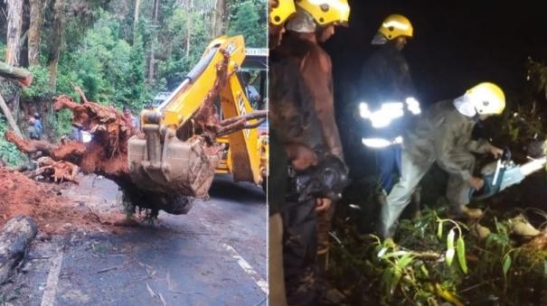 trees-and-rocks-fell-at-many-places-on-coonoor-causing-traffic-damage