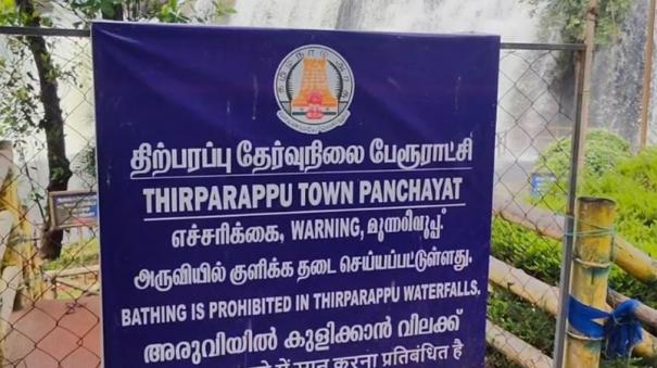 surplus-water-released-from-pechiparai-dam-ban-on-bathing-son-thirparappu-falls