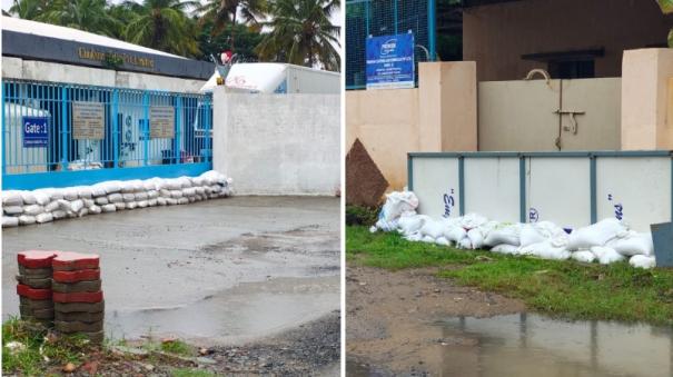 companies-have-placed-sandbags-at-the-entrance-to-prevent-rainwater-entering-in-ambattur